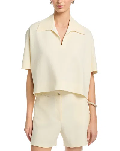 Jil Sander Short Sleeve Cropped Polo Top In Gray