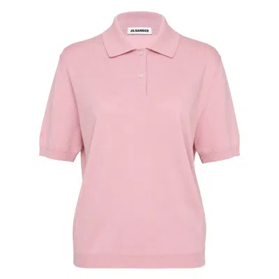 Jil Sander Short Sleeve Extrafine Polo In Pink