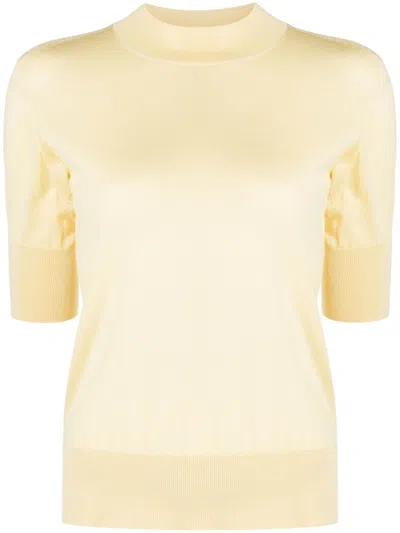 Jil Sander Short-sleeve Knitted Top In Yellow
