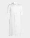 Jil Sander Short-sleeve Long Fitted Button-down Shirt