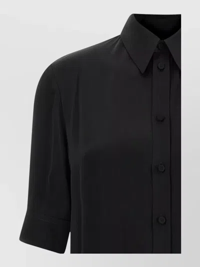 Jil Sander Short Sleeve Long Shirt Collared Neck In Black