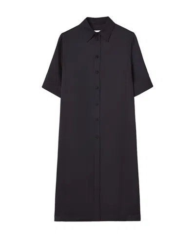 Jil Sander Short-sleeve Midi Shirtdress In Black