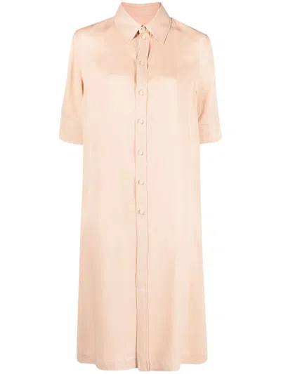 Jil Sander Short-sleeve Midi Shirtdress In Neutrals