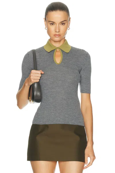 Jil Sander Short Sleeve Polo Sweater In Gray