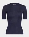 Jil Sander Short-sleeve Rib T-shirt In Navy