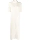 Jil Sander Short-sleeve Ribbed-knit Dress In Neutrals
