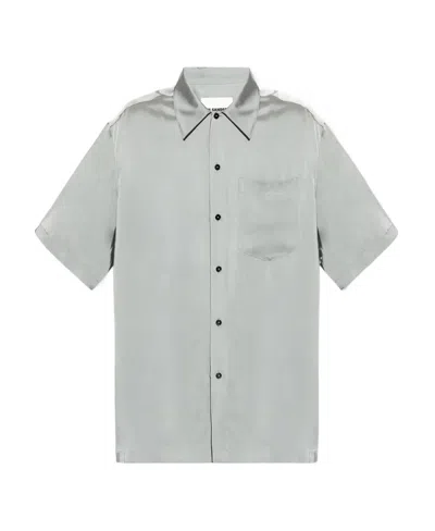 Jil Sander Short Sleeve Satin Shirt In Gray