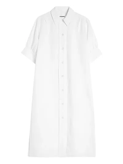 Jil Sander Short-sleeve Shirt Dress In White