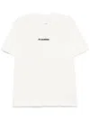 Jil Sander White T-shirt With Short Sleeves And Contrasting Logo Print In Cotton Man In White