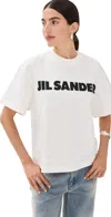 Jil Sander Relaxed-fit Cotton T-shirt With Bold Logo In Porcelain