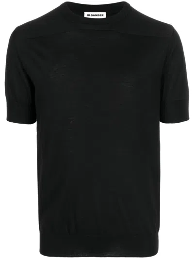 Jil Sander Short-sleeve Wool T-shirt In Black