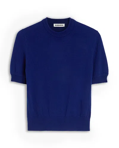Jil Sander Short Sleeve Wool Tee In Blue