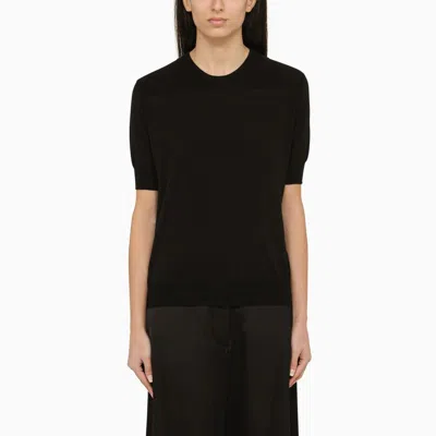 Jil Sander Short-sleeved Black Cotton T-shirt