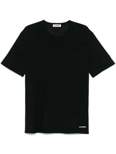 Jil Sander Short-sleeved Black T-shirt With Logo Detail