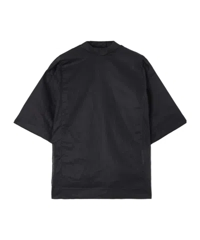 Jil Sander Oversized Organza-trimmed Cotton-poplin Top In Black