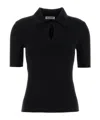 Jil Sander Short-sleeved Knit Polo Shirt In Black