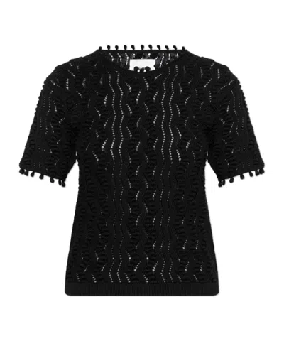 Jil Sander Short-sleeved Lace T-shirt In Black