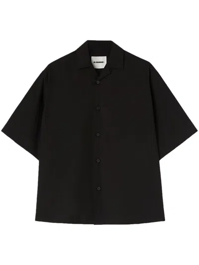 Jil Sander Short-sleeved Lightweight Cotton Shirt In Black