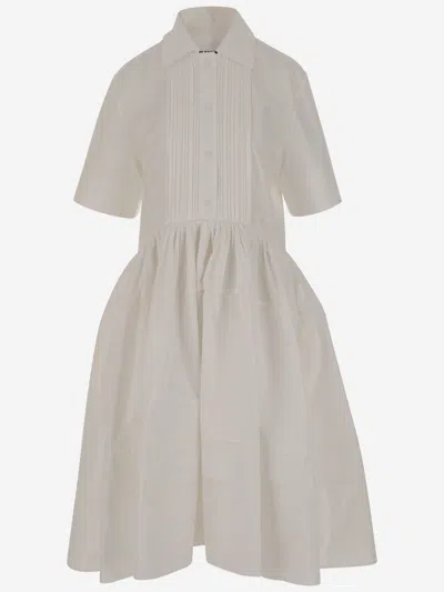 Jil Sander Short-sleeved Midi Dress In Neutral