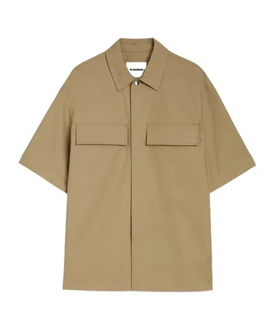 Jil Sander Short-sleeved Organic Cotton Shirt In Green