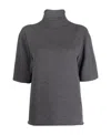 Jil Sander Short-sleeved Roll-neck Knitted Top In Black