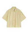Jil Sander Short-sleeved Cropped Silk And Nylon Canvas Shirt With Side Slits In Nude