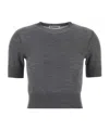Jil Sander Ribbed Hem And Cuff Wool Crew Neck Top In Black