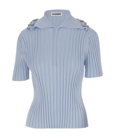 Jil Sander Short-sleeved Sweater In Gray