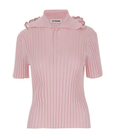 Jil Sander Short-sleeved Sweater In Pink