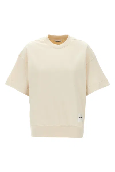 Jil Sander Short Sleeved Sweatshirt In Neutral