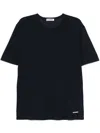 Jil Sander Blue Cotton T-shirt With Small White Logo In Black