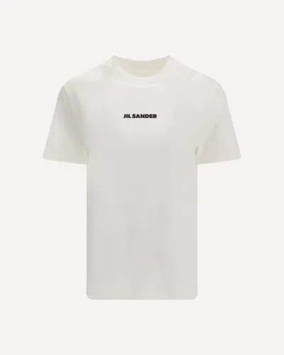 Jil Sander Short-sleeved T-shirt With Printed Logo In White