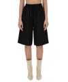 Jil Sander Wide Leg Bermuda Shorts In Black