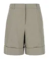 Jil Sander Bermuda Linen Shorts Back Pockets In Nude