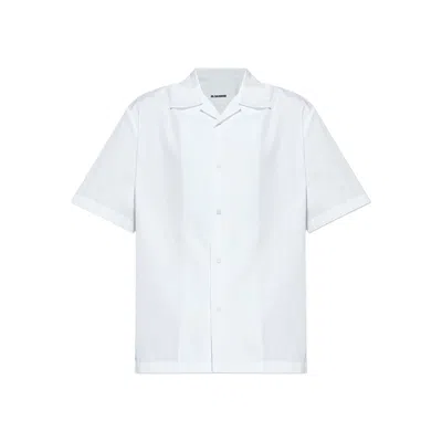 Jil Sander Lapel Collar Short Sleeves Organic Cotton Shirt With Tailored Fit In Grey
