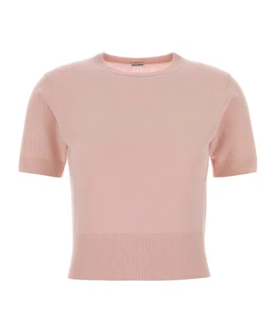 Jil Sander Short-sleeved Knitted T-shirt In Pink