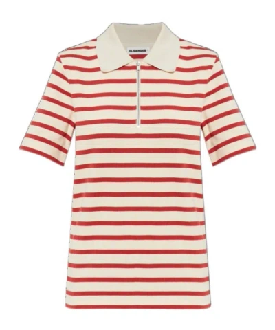 Jil Sander Striped Zip-up Polo Shirt In Multi