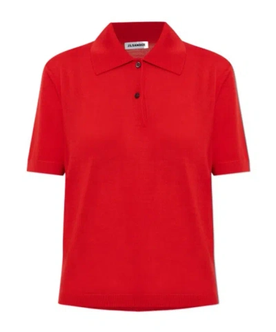 Jil Sander Short-sleeved Polo Shirt In Red