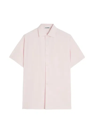 Jil Sander Short-sleeved Poplin Shirt In Pink