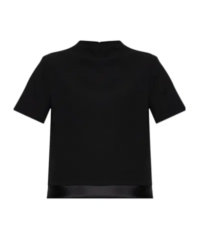 Jil Sander Satin-trim Mock-neck Top In Black