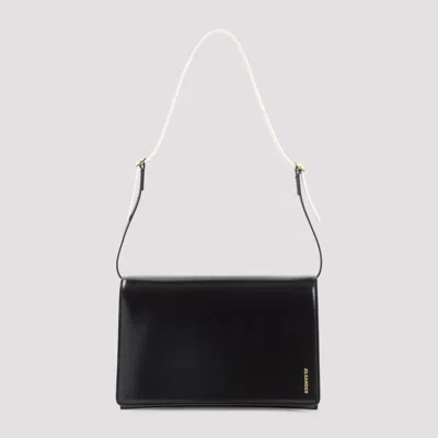 Jil Sander File Medium Black Leather Shoulder Bag