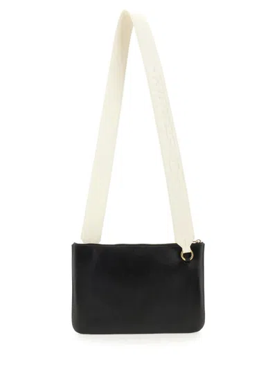 Jil Sander Lg Leather Link Bag In Black