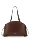 Jil Sander 'curve Medium' Brown Shoulder Bag With Embossed Logo On The Front And Curved Design