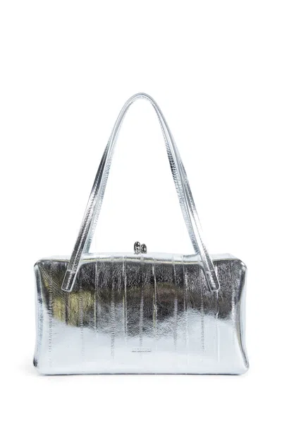 Jil Sander Shoulder Bag In Mirrored Leather In Silver