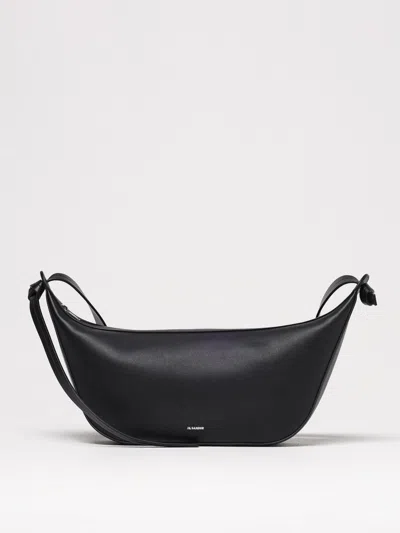Jil Sander Smooth Finish Leather Shoulder Bag Design In Black