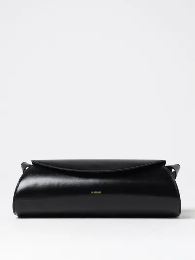 Jil Sander Large Cannolo Leather Shoulder Bag In Black
