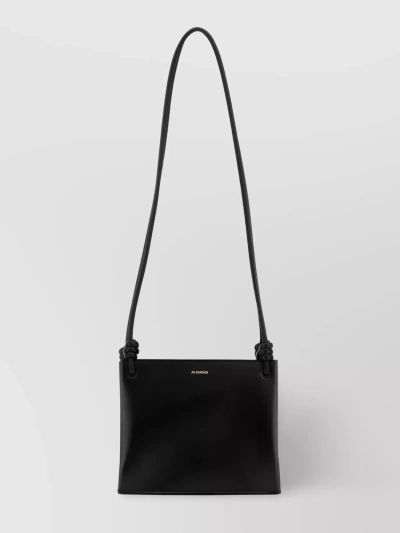 Jil Sander Shoulder Bag With Leather Logo Stamp In Black