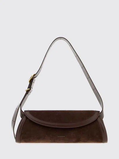 Jil Sander Mini Cannolo Suede Crossbody Bag 29cm In Brown
