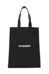 Jil Sander Logo Print Cotton-linen Blend Tote Bag