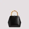 Jil Sander Goji Bamboo Small Leather Top Handle Bag In Black
